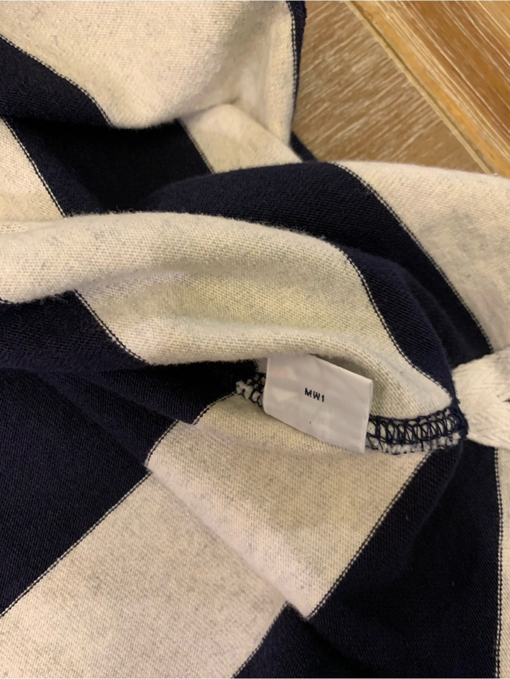 Ralph Lauren Navy & White Striped Rugby Shirt with Embroidered P Patch - Picture 6 of 11